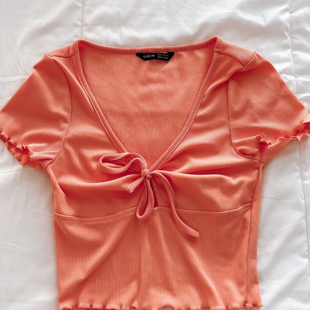 Shein Coral Tie Top